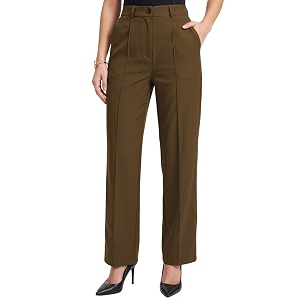 Selvia Womens Solid Straight Fit Trousers Front