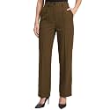 Selvia Womens Solid Straight Fit Trousers Front