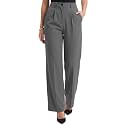 Selvia Womens Solid Straight Fit Trousers Front