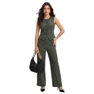Selvia Womens Striped Waistcoat Style Top with