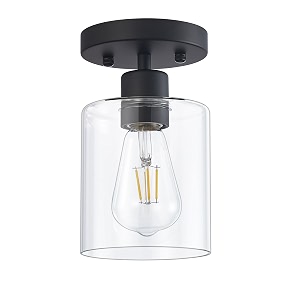 semi flush mount ceiling light black 1 light farmhouse ceiling fixtures ceiling mount ceiling lights with glass shade for kitchen hallway foyer