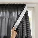 Semi Sheer Curtains Adhesive and Removable, Sheer Window Curtains for Privacy Protection in Rental Apartments and Dorms-Black(W 39*L 72in-1-Panel)