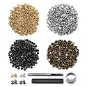 SEMINI 400 Sets Double Cap Leather Rivets, 6mm Tubular Metal Studs with 3 Pieces Setting Tools Kit, 4 Colors Rivets for Fabric Leather Craft Repair Decoration
