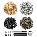 SEMINI 400 Sets Double Cap Leather Rivets, 8mm Tubular Metal Studs with 3 Pieces Setting Tools Kit, 4 Colors Rivets for Fabric Leather Craft Repair Decoration