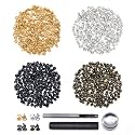 SEMINI 400 Sets Double Cap Leather Rivets, 5mm Tubular Metal Studs with 3 Pieces Setting Tools Kit, 4 Colors Rivets for Fabric Leather Craft Repair Decoration