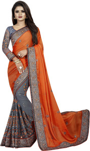 semizoxis embellished embroidered bollywood net art silk saree
