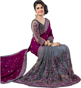 semizoxis embellished bollywood net art silk saree