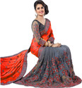 Semizoxis Embellished Bollywood Net, Art Silk Saree