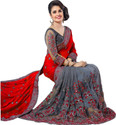 Semizoxis Embellished Bollywood Net, Art Silk Saree