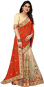 Semizoxis Embellished, Embroidered Bollywood Net, Art Silk Saree