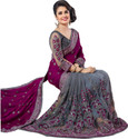 Semizoxis Embellished Bollywood Net, Art Silk Saree