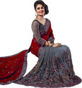 Semizoxis Embellished Bollywood Net, Art Silk Saree
