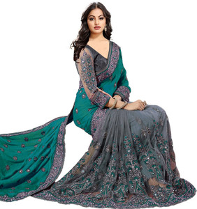 semizoxis embellished bollywood net art silk saree