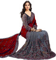 Semizoxis Embellished Bollywood Net, Art Silk Saree