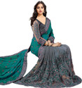 Semizoxis Embellished Bollywood Net, Art Silk Saree