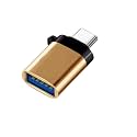 Type C Male to USB Type A Female OTG Adapter Compatible with All Type C Enabled Devices (Golden)