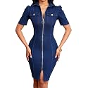 SeNight Women's High Waist Denim Mini Skirt Frayed Hem Stretchy