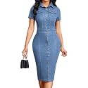 SeNight Women's High Waist Denim Mini Skirt Frayed Hem Stretchy