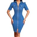 SeNight Women's High Waist Denim Mini Skirt Frayed Hem Stretchy