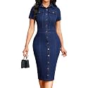 SeNight Women's High Waist Denim Mini Skirt Frayed Hem Stretchy