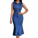 SeNight Women's High Waist Denim Mini Skirt Frayed Hem Stretchy