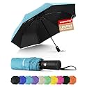 Seniny Windproof Travel Umbrella, Automatic Umbrellas for Rain, Portable &amp; Compact Umbrellas for Backpack, Strong UV for Protection, Folding Small Sun Umbrella for Car, Walking, Coral Pink, 38 inches