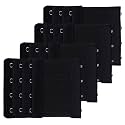 Senkary 4 Pieces Bra Extenders 4 Hooks 3 Rows Elastic Bra Strap Extension for Women