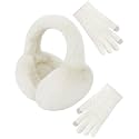 Senker Fashion Winter Ear Muffs for Women, Warm Fluffy Earmuffs Gloves Set