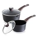 SENSARTE 1.5 & 2.5 Quart Sauce Pan Sets with Lid, Cooking Pots Set, Nonstick Saucepan Set with Pour Spout, Small Pot, Non toxic Saucepot, Induction Comptable, Sauciers, Easy to Clean, PFOA Free