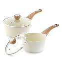 SENSARTE 1.5 &amp; 2.5 Quart Ceramic Sauce Pan Sets with Lid, Cooking Pots Set, Nonstick Saucepan Set with Pour Spout, Small Pot, Non toxic Saucepot, Sauciers, Induction Comptable, PFOA PTFE PFAS Free