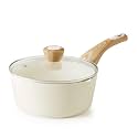 SENSARTE Ceramic Nonstick Sauce Pan with Lid, 2.5 Quart Saucepan with Double Spout, Large Cooking Pot, Non toxic Kitchen Sauce Pot, Non stick Sauciers, Induction Cookware, PFOA PTFE PFAS Free