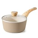 SENSARTE Ceramic Nonstick Sauce Pan with Lid, 1.5 Quart Small Saucepan, Cooking Pot with Stay Cool Handle, Non toxic Kitchen Sauce Pot, Non stick Sauciers, Induction Pot, PFOA PTFE PFAS PFOA Free