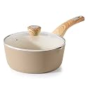 SENSARTE Ceramic Nonstick Sauce Pan with Lid, 3.0 Quart Saucepan with Double Spout, Large Cooking Pot, Non toxic Kitchen Sauce Pot, Non stick Sauciers, Induction Cookware, PFOA PTFE PFAS Free