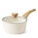 SENSARTE Ceramic Nonstick Sauce Pan with Lid, 2.0 Quart Small Saucepan, White Cooking Pot with Stay Cool Handle, Non toxic Sauce Pot, Non stick Small Pot, Induction Pot, Sauciers, PFOA PTFE PFAS Free