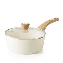 SENSARTE Ceramic Nonstick Sauce Pan with Lid, 3.0 Quart Saucepan with Double Spout, Large Cooking Pot, Non toxic Kitchen Sauce Pot, Non stick Sauciers, Induction Cookware, PFOA PTFE PFAS Free