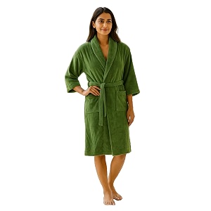 senses by riba plush soft terry cotton unisex bathrobebathing gown with shawl collar for women and men lightweight highly absorbent luxurious