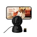 SensForge 2.5K Indoor Pan-Tilt Security Camera, 360° Dual-Band 2.4/5GHz Wi-Fi Camera for Home, Smart AI Human &amp; Pet Detection, 64GB SD Card Included, Two-Way Talk, No Subscription Required (1, Black)