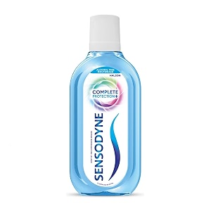 sensodyne mouthwash complete protection  alcohol-free all-in-one mouth wash for sensitivity protection strong teeth and lasting freshness pack of 250ml  no burning sensation
