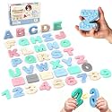 Sensory Silicone Magnetic Letters and Numbers Set, 41 Pcs ABC Uppercase Alphabet Fridge Magnets with Math Symbols for Toddlers & Kids,Birthday Gifts for Boys Girls Spelling & Counting Toys