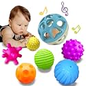 Sensory Toys for Babies, Montessori Textured Baby Balls and Wheat Straw Rattle, Baby Toys for 6-12 Months, Ideal Newborn Gifts for Boys and Girls, Toddler Toys for 1-3