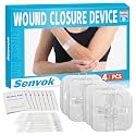 Senvok Emergency Wound Closure Device 4 Pcs - Upgraded Zip Stitch Wound Closure Strips - Butterfly Bandages Laceration Closure Strips for Quick, Painless, Stitchless Wound Closure