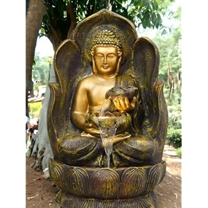 sepborn water fountain outdoor big size garden buddha statue fountain with water flow copper 90 cm with led lights water pump