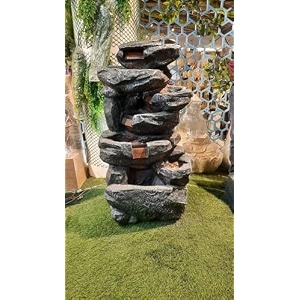 sepborn water fountain outdoor big size garden stone outdoor water fountain 101cm tall stacked rock design for home and office dcor