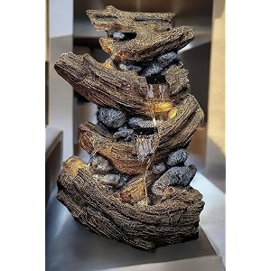 sepborn water fountain outdoor big size garden decorative cascading rock water fountain 96 cm height with led lights water pump for home decoration resin fiberglass