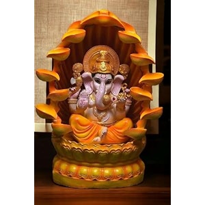 sepborn water fountain outdoor big size garden ganesha water fountain statue yellow decoration gift gifting with led lights water pump resin fiberglass