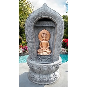 sepborn water fountain outdoor big size garden buddha water fountain with carved stone design 38 cm height with led lights water pump