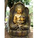 Sepborn Water Fountain Outdoor Big Size Garden Buddha Statue Fountain with Water Flow, Copper, 90 cm with LED Lights Water Pump