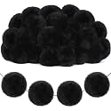 SEPGLITTER 36Pcs Large Black Fluffy Pom Poms for DIY Crafts Decorations