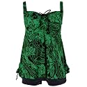 Septangle Women's Tankini Swimsuit Two Pieces Set Ruffle Swimwear Bathingsuit with Boyshort