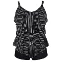 Septangle Women's Tankini Swimsuit Two Pieces Set Ruffle Swimwear Bathingsuit with Boyshort